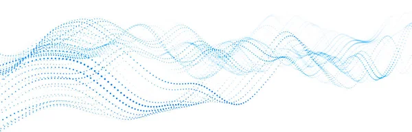 白い背景に流れる粒子の波 波や点の動的要素を持つ抽象的な背景 3Dレンダリング — ストック写真