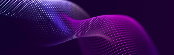Corriente Partículas Fondo Púrpura Con Muchas Partículas Brillantes Formación Tecnología — Foto de Stock
