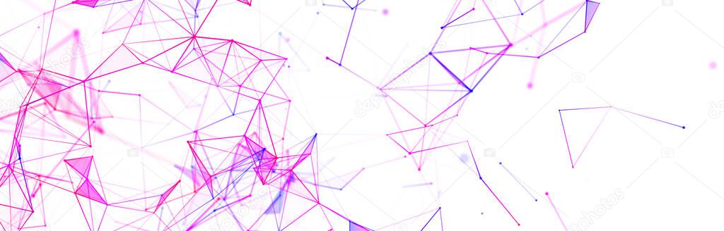 Colorful illustration with connected dots and lines. Digital network background. Background for presentations. 3D rendering