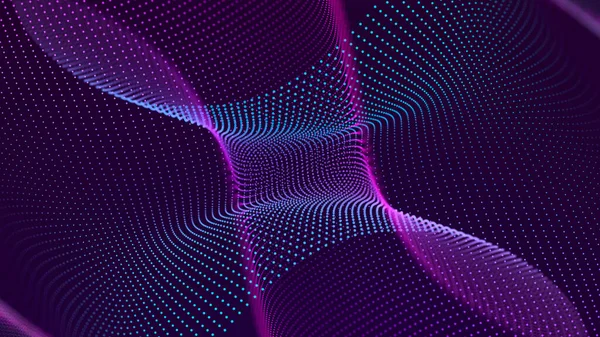 Teilchenstrom Lila Hintergrund Mit Vielen Glühenden Teilchen Hintergrund Der Informationstechnologie — Stockfoto