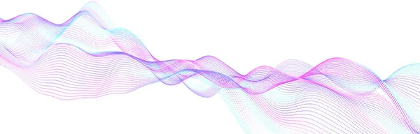 白い背景にストリーミング粒子のカラフルな波 波や点の動的要素を持つ抽象的な背景 3Dレンダリング — ストック写真
