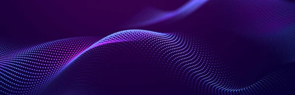 Corriente Partículas Fondo Púrpura Con Muchas Partículas Brillantes Formación Tecnología — Foto de Stock