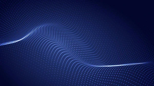 在黑暗的背景上流动的粒子波 具有波动和点的动态元素的抽象背景 矢量图解 — 图库矢量图片