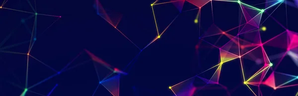 Colored polygonal structure. Beautiful illustration with connected dots and lines. Digital network background. 3D rendering