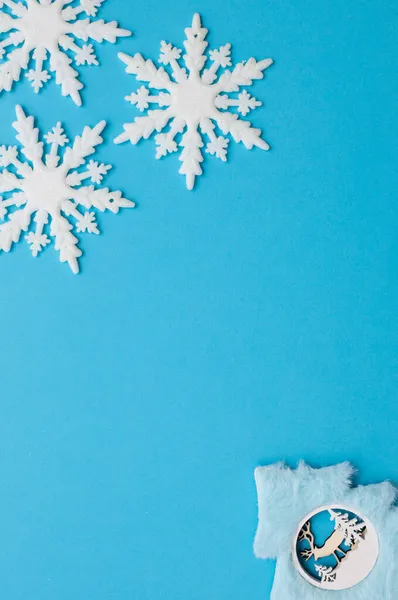 Christmass lapos fehér hópelyhek alakú keret — Stock Fotó