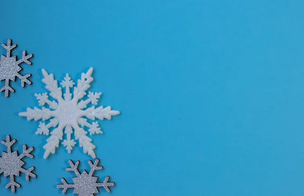 Χριστούγεννα επίπεδη λευκό νιφάδες χιονιού σε σχήμα πλαίσιο — Φωτογραφία Αρχείου