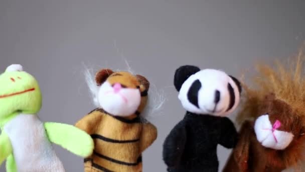 Jouets en peluche drôles parlent avec d'autres et ont rire — Video