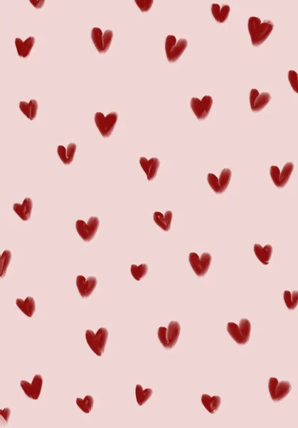 Srdce Pozadí Pastel Růžová Červená Valentýna Den Matek Prázdná Šablona — Stock fotografie