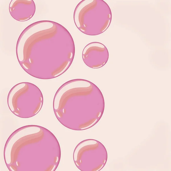 Bubliny Koule Růžové Pastelově Růžové Pozadí Kruhy Bubliny Šablona Narozenin — Stock fotografie