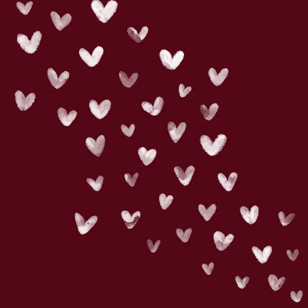 Valentijnsdag Harten Achtergrond Rode Achtergrond Witte Harten — Stockfoto