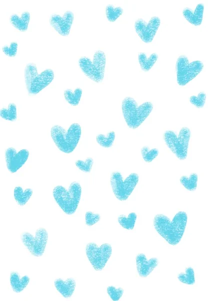 Watercolor Background Hearts Pastel Repeating Hearts Valentine Day Pattern Blue — Stock Photo, Image