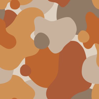 Soyut akışkan geometrik elementler kusursuz desen. En az moda olan Wabi Sabi için el yapımı kıvrımlı şekiller, sevimli çizgi film tasarımı. Doğal geçmişe dönük modern vektör arkaplanı