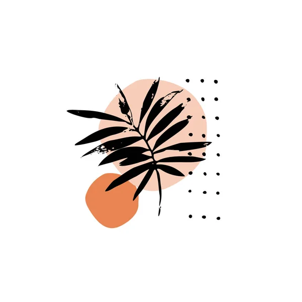 Formes Géométriques Abstraites Grunge Tropics Laisse Affiche Dans Style Minimal — Image vectorielle