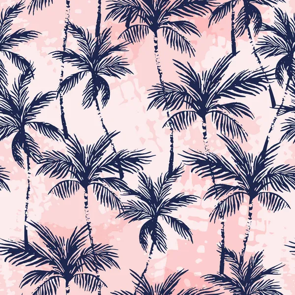 Abstrait Tropiques Motif Sans Couture Grunge Silhouettes Palmiers Fond Texture — Image vectorielle
