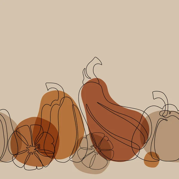Moderne Abstrakte Kürbis Zeichnung Rand Nahtlose Muster Herbstliche Kürbisse Auf — Stockvektor