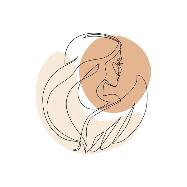 Signo Zodiacal Astrológico Virgo Dibujo Una Línea Elegante Emblema Astrología — Vector de stock