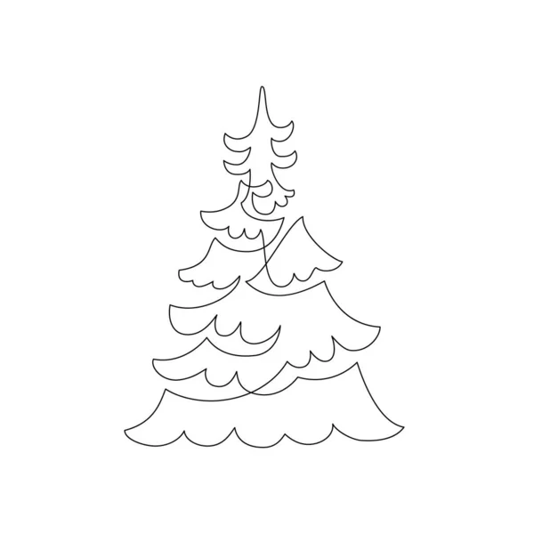 Dessin Abstrait Ligne Continue Arbre Noël Carte Noël Minimaliste Moderne — Image vectorielle