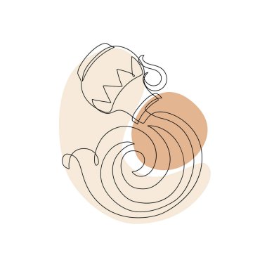 Astrolojik Kova burcu bir çizgi çiziyor. Zarif astroloji amblemi, sembol çizgisi, mistik logo çizgisi, boho asgari tarzda takvim baskısı. Yıldız falı vektörü soyut sanat