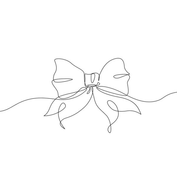 Élégant Ruban Arc Ligne Continue Style Dessin Bow Noeud Contour — Image vectorielle