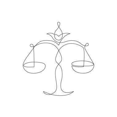 Astrolojik Terazi burcu burcu bir çizgi çiziyor. Zarif astroloji amblemi, sembol çizgisi, mistik logo çizgisi, boho asgari tarzda takvim baskısı. Yıldız falı vektörü soyut sanat