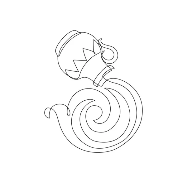 점성학적 물병자리 황도대는 하나의 선그리기에 서명한다 점성술의 신비적 로고의 등고선 — 스톡 벡터