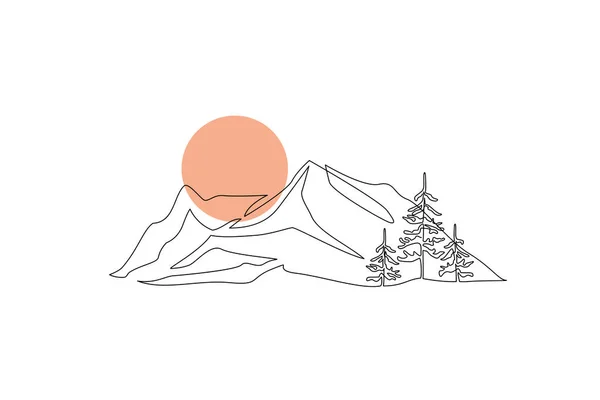 Αφηρημένη Οροσειρά Και Έλατο Τοπίο Φόντο Απλό Σχέδιο Βουνά Δέντρα — Διανυσματικό Αρχείο