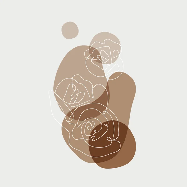 抽象的なバラのドアカード 幾何学的な形状の背景に描かれたエレガントなバラの輪郭 結婚式 誕生日の挨拶カード 招待状 バレンタインデーのためのベクトル花のイラスト — ストックベクタ