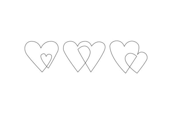Abstrakte Herzförmige Linienzeichnung Auf Weißem Hintergrund Kontinuierliche Zeilenkunst Der Herzen — Stockvektor