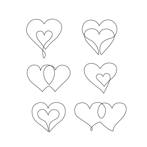 Αφηρημένη Σχήμα Καρδιάς Γραμμή Σχέδιο Σιλουέτες Που Συνεχής Γραμμή Τέχνης — Διανυσματικό Αρχείο
