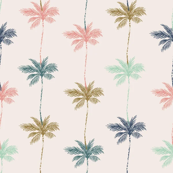 Simple Grunge Palms Seamless Pattern Nature Print Palm Trees Lines — Wektor stockowy