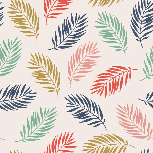 Simple Palm Leaf Seamless Pattern Nature Print Palm Leaves Retro — Stockový vektor