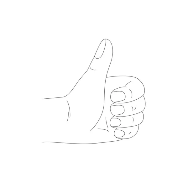 白い背景に孤立したミニマルなポップアートスタイルで親指を示す抽象的な手 ポーズの記号のように ポスター テンプレート ピンアップ サイケデリックなデザインのための指でジェスチャー — ストックベクタ