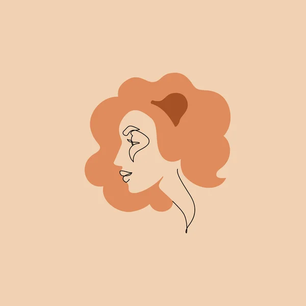 Leo Mujer Signo Astrológico Hermosa Chica Estilo Arte Línea Plana — Vector de stock