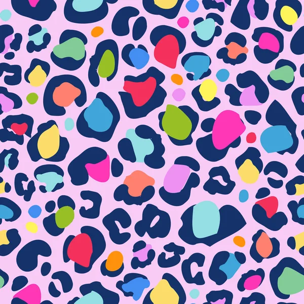 Animal Skin Print Rainbow Colors Colorful Leopard Spot Seamless Pattern — 스톡 벡터