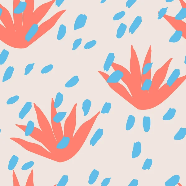 Hand Drawn Brush Strokes Floral Cut Outs Seamless Pattern Abstract — ストックベクタ