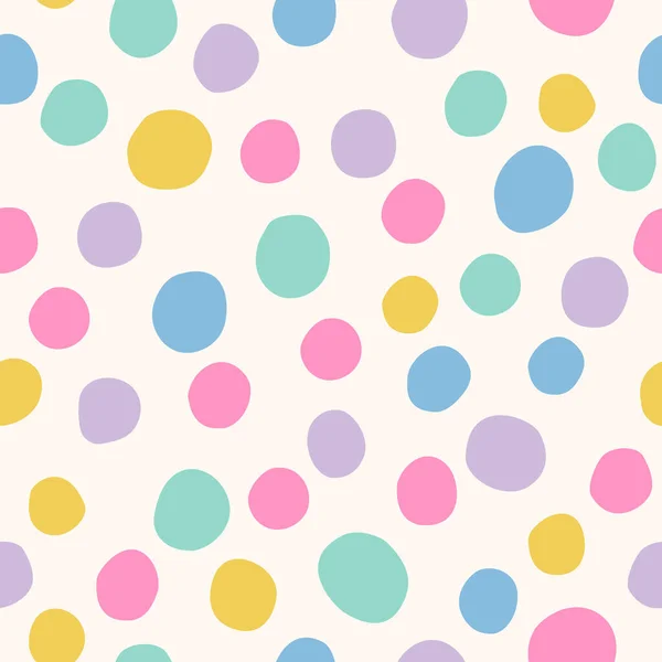 Irregular Polka Dots Seamless Pattern Retro Style Hand Drawn Dots — Stock Vector
