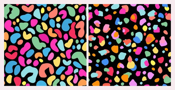 Funky Bold Geometric Print Rainbow Gradient Colors Colorful Organic Spots - Stok Vektor