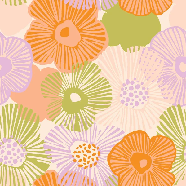 Patrón Sin Costura Floral Abstracto Fondo Flores Dibujadas Mano Colores — Archivo Imágenes Vectoriales