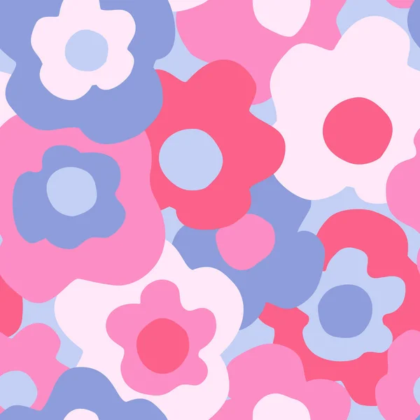 Patrón Sin Costura Floral Abstracto Fondo Flores Dibujadas Mano Colores — Vector de stock