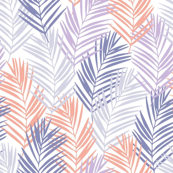 色彩斑斓的热带树叶背景 手绘奇异无缝图案 热带地区会留下壁纸 夏季设计 泳衣面料 纺织品的矢量植物图解 — 图库矢量图片