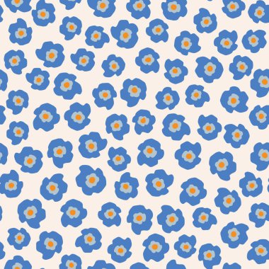 Soyut çiçek desenleri retro tarzında. Soyut küçük çiçekli basit bir yüzey tasarımı. Tekstil, kumaş, duvar kağıdı tasarımı için Ditsy vektörü tekrarlanmış arka plan. Çiçek açan papatyalar