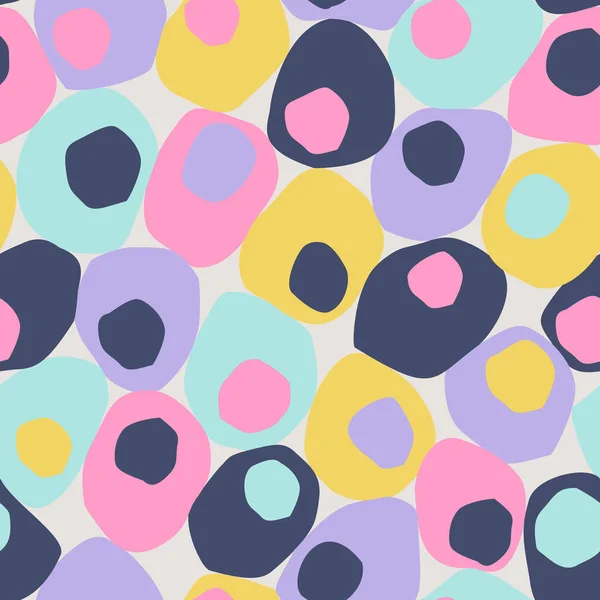 Bold Geometric Seamless Pattern Colorful Dots Blobs Blots Circles Cut — Stockový vektor