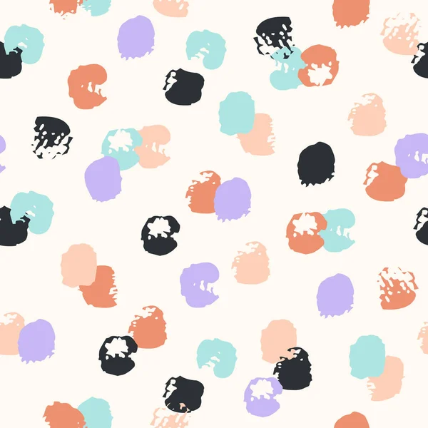 Hand Drawn Brush Strokes Seamless Pattern Polka Dot Pattern Abstract — Vetor de Stock