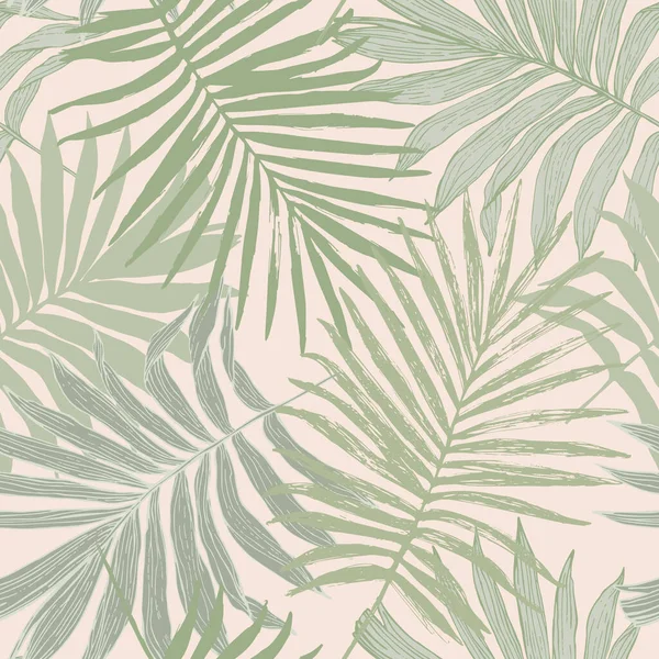 Abstract Tropical Foliage Background Pastel Olive Green Colors Palm Leaves — Vettoriale Stock