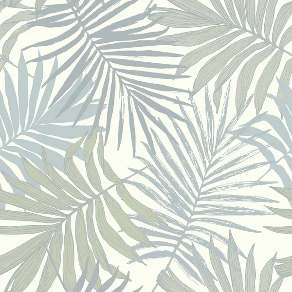 Abstract Tropical Foliage Background Pastel Green Blue Colors Palm Leaves — Stockový vektor