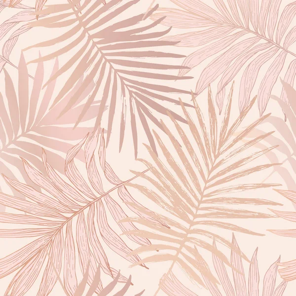 Luxurious Botanical Tropical Leaf Background Pastel Blush Pink Color Exotic — 图库矢量图片