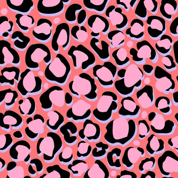 Animal Skin Print Pink Colors Modern Leopard Spot Seamless Pattern — Stok Vektör