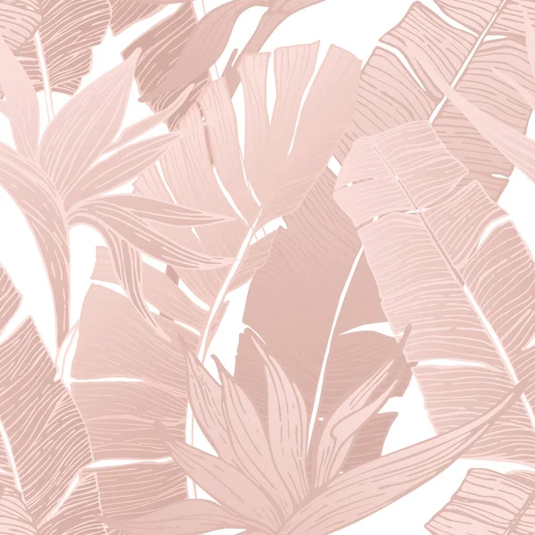 Luxurious Botanical Tropical Flower Leaf Background Pastel Blush Pink Color – Stock-vektor