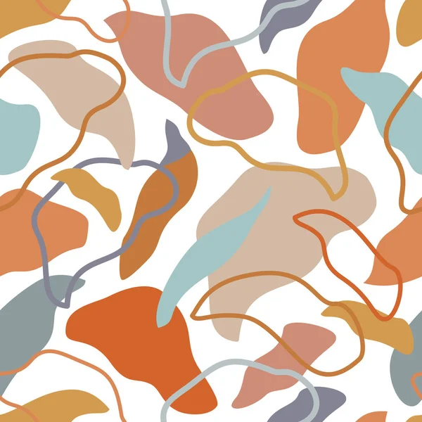 要旨植物は抽象的なシームレスなパターンを残します 熱帯ブッシュ現代美術 夏のプリント カバー ホームデコ壁紙 ソーシャルメディアの投稿 ストーリーの背景のための有機的な形状のデザイン ベクトルアート — ストックベクタ