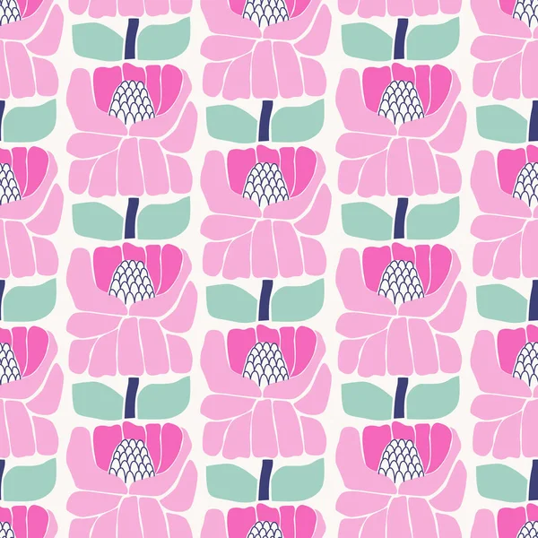 Abstract Modern Bohemian Organic Flower Seamless Pattern Naive Funky Floral —  Vetores de Stock